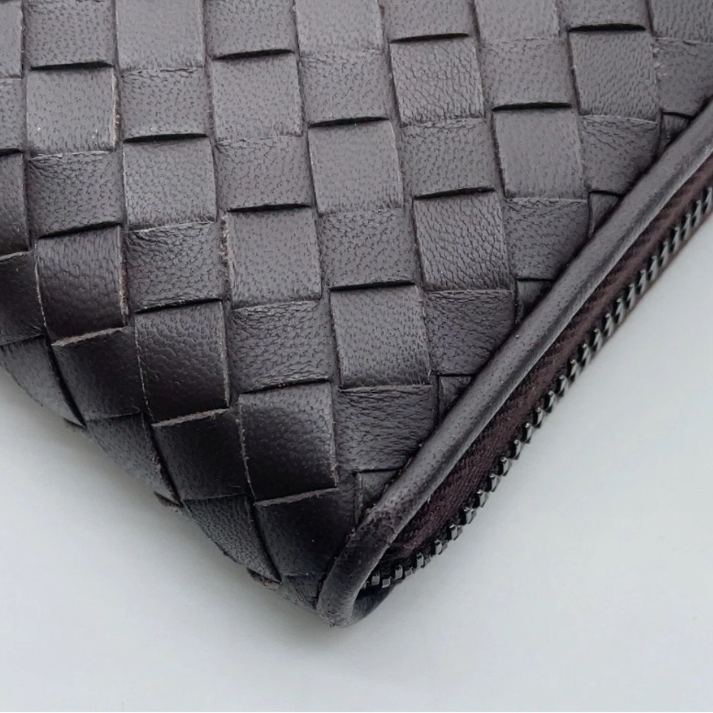 Bottega Veneta Dark Brown Expresso long Leather wallet zip around woven - Picture 7 of 14